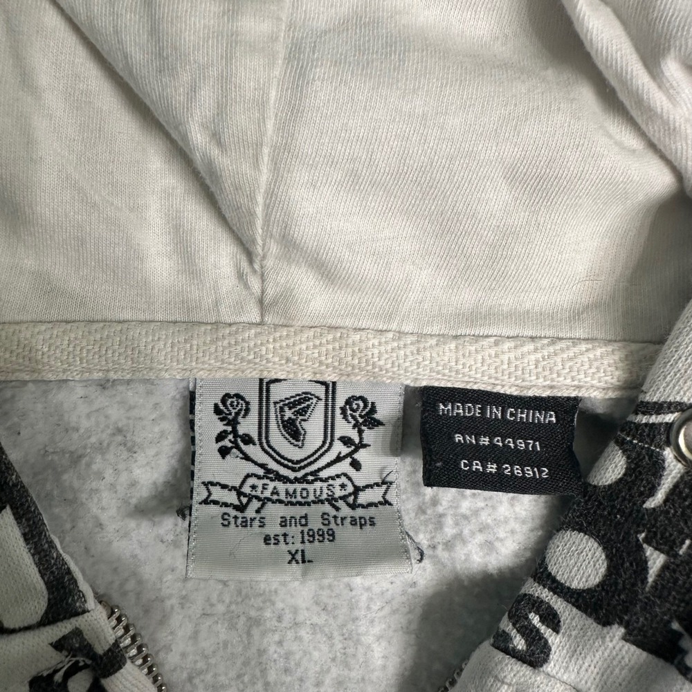 Famous Stars and Stripes Kids XL Zip Up Hoodie All Over Print Black White Logo - Picture 2 of 10